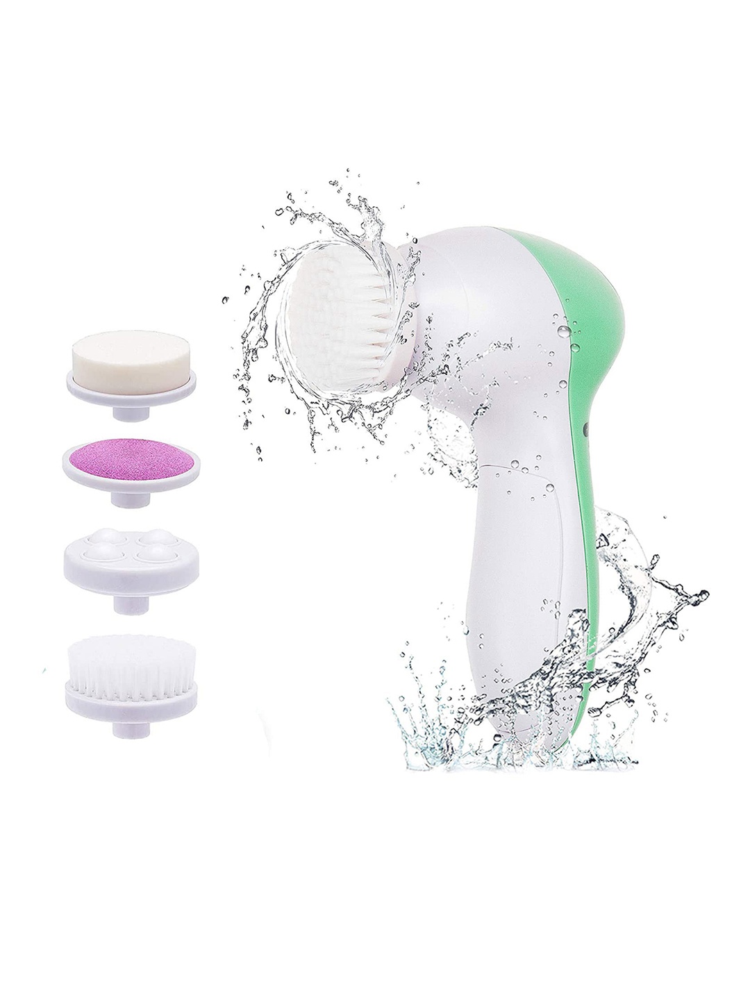 

ZURU BUNCH Women Green & White 5 In 1 Portable Electric Facial Cleaner Massager