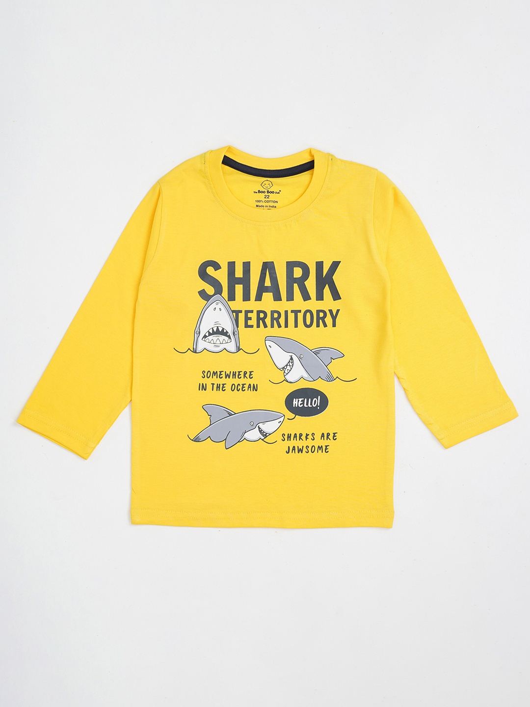

The Boo Boo Club Kids Yellow Typography Printed T-shirt