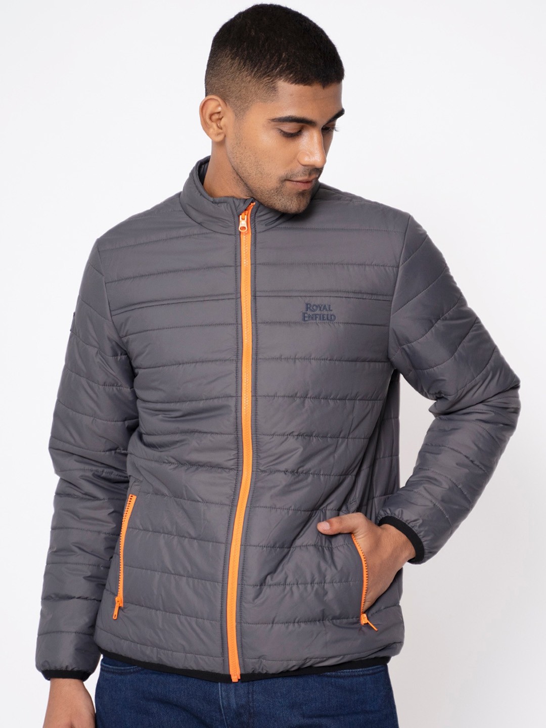 

Royal Enfield Men Grey Puffer Jacket