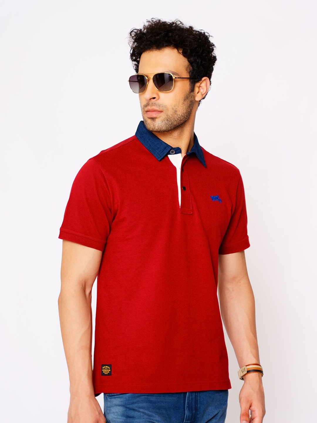

Royal Enfield Men Red Polo Collar T-shirt