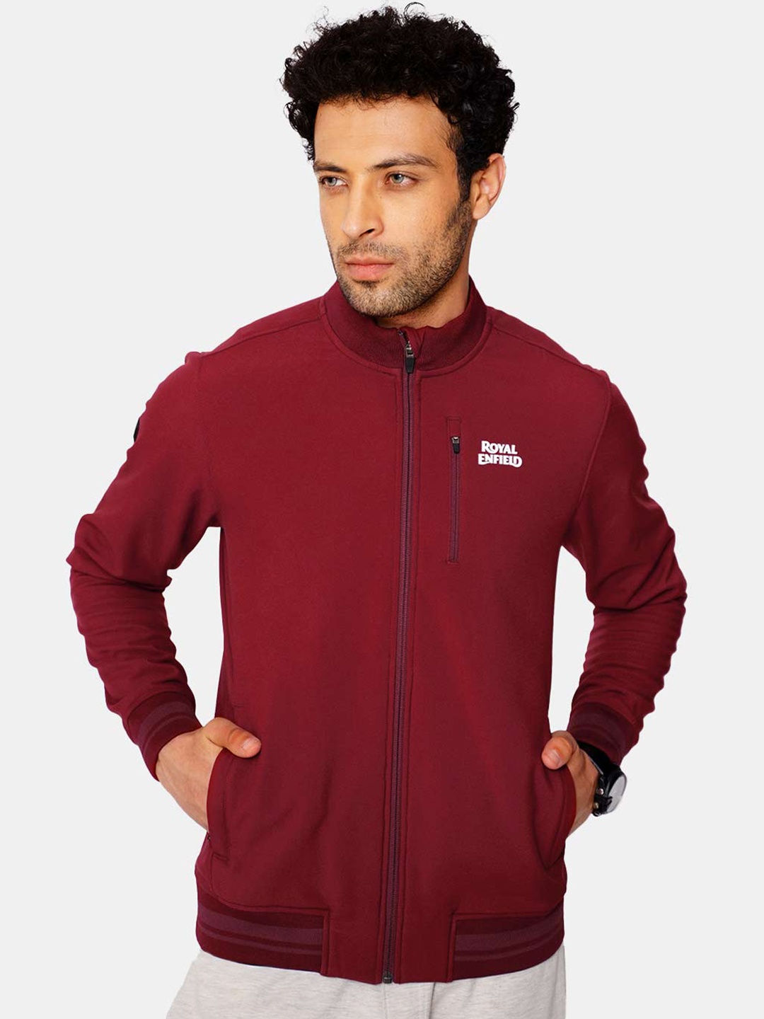 

Royal Enfield Men Maroon Open Front Jacket