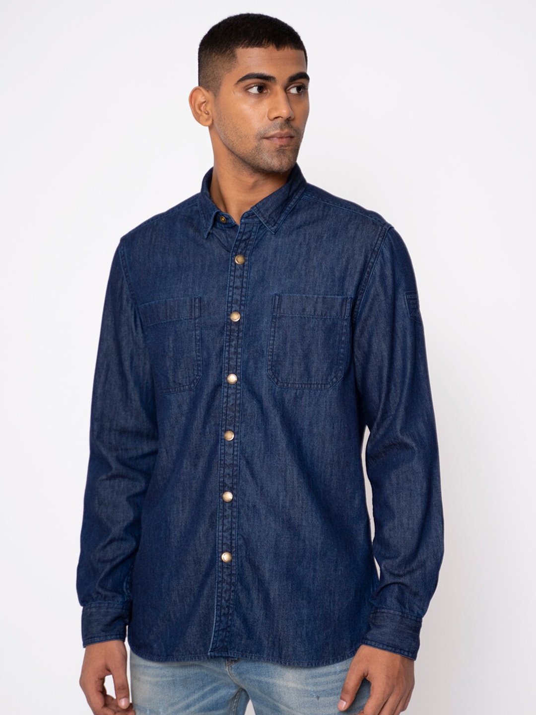 

Royal Enfield Men cotton Navy Blue Casual Shirt