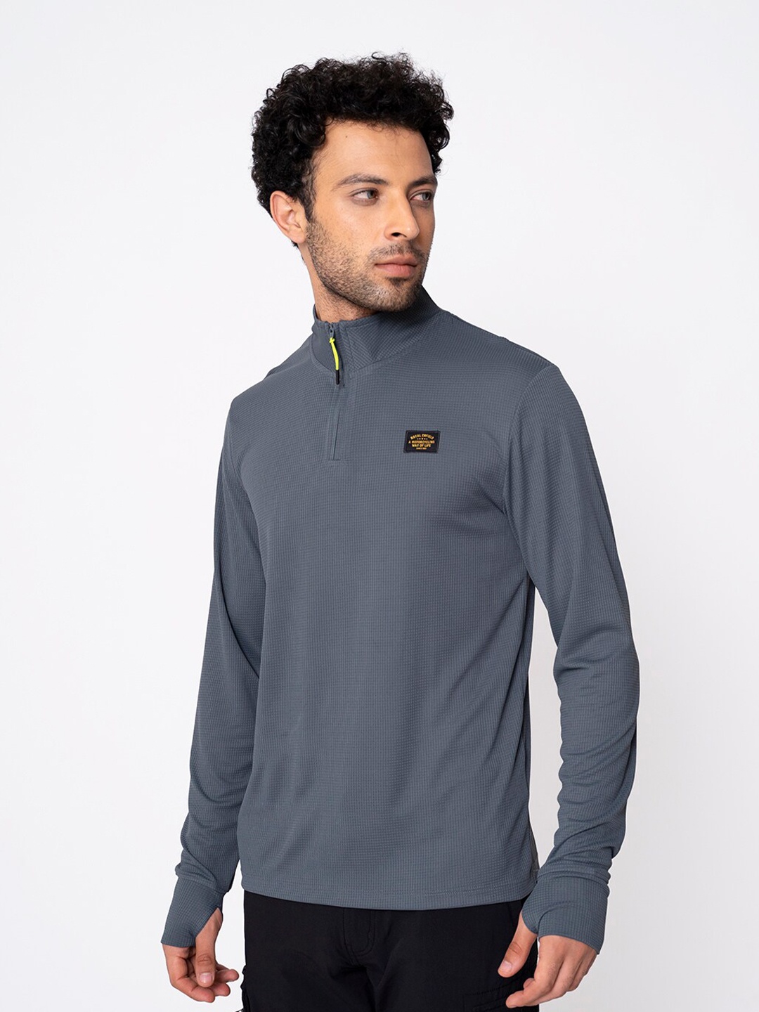 

Royal Enfield Men Grey High Neck T-shirt
