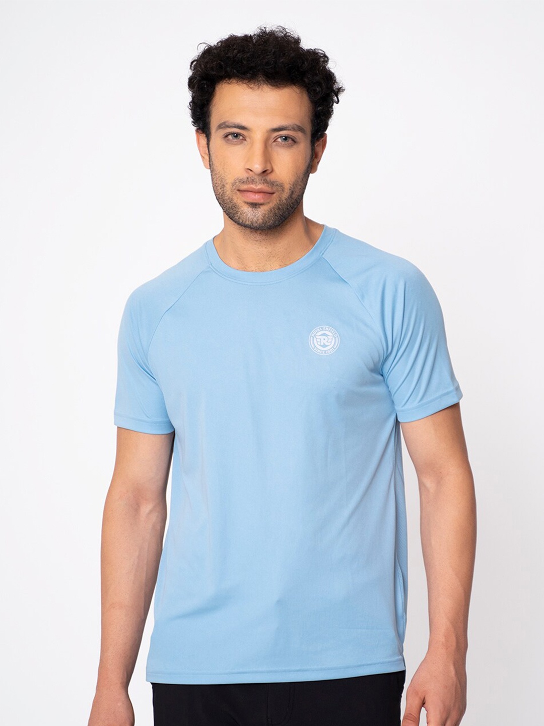 

Royal Enfield Men Blue & Grey Solid T-shirt