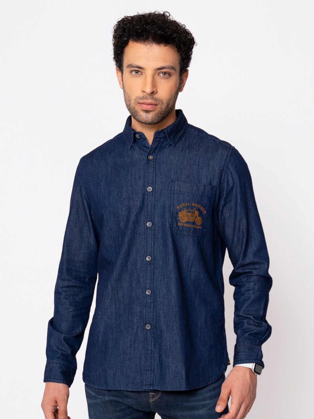 

Royal Enfield Men Navy Blue Casual Shirt