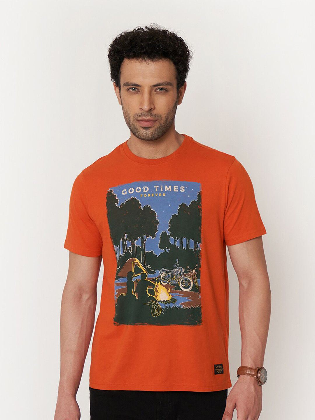 

Royal Enfield Men Red & Blue Printed Cotton T-shirt