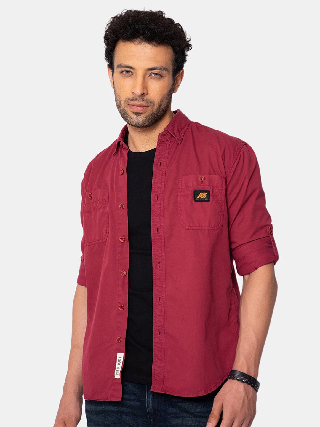 

Royal Enfield Men Maroon Solid Casual Shirt