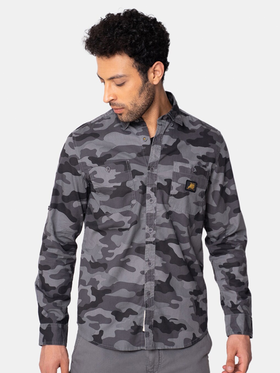 

Royal Enfield Men Grey Printed Casual Shirt