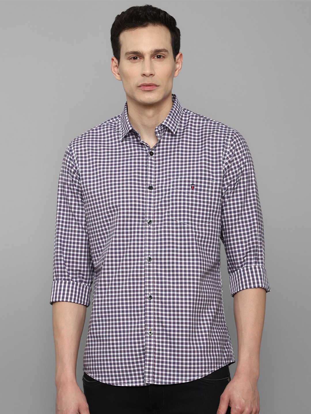 

Louis Philippe Sport Men Grey Slim Fit Gingham Checks Checked Pure Cotton Casual Shirt