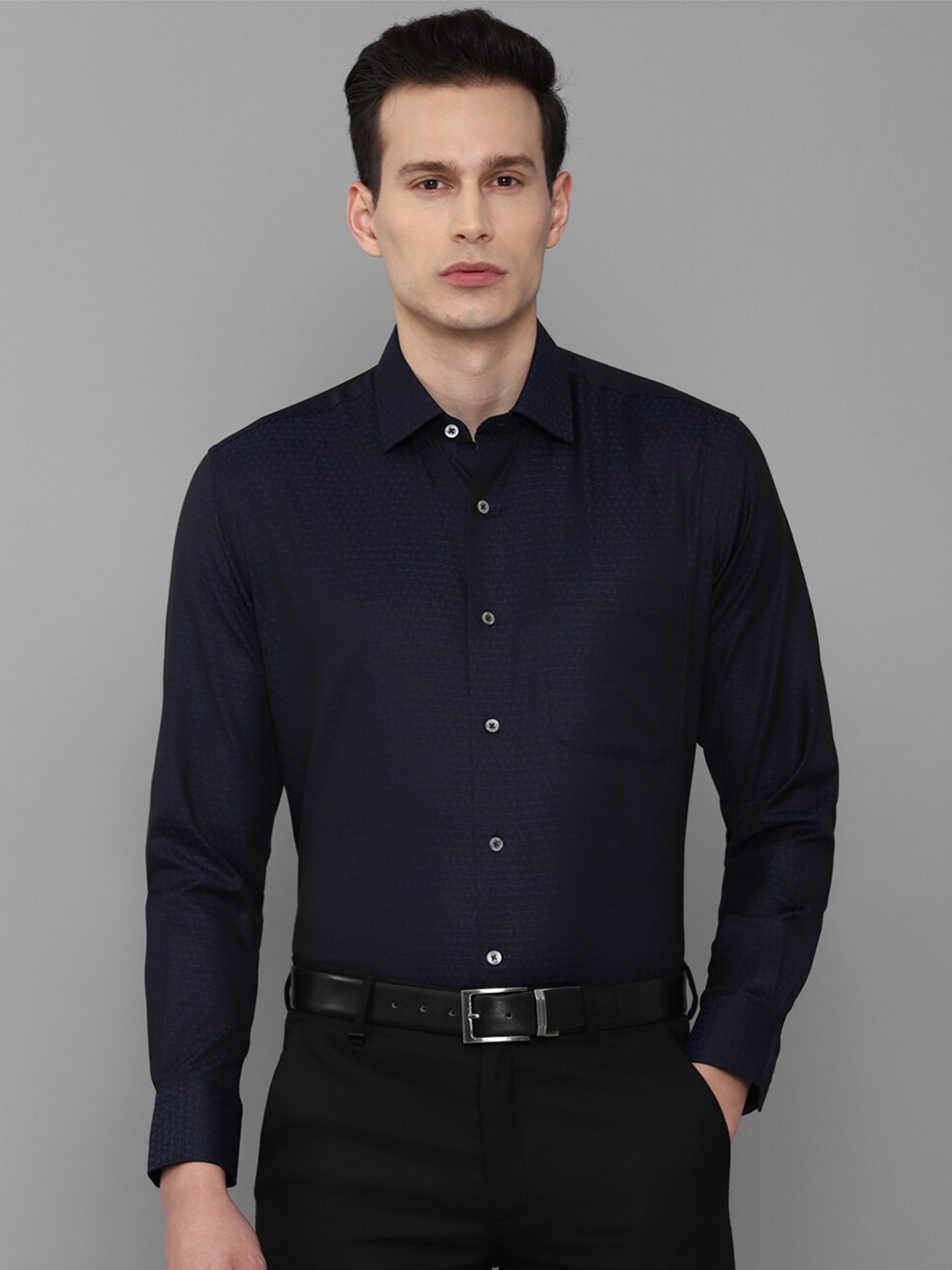 

Luxure by Louis Philippe Men Navy Blue Cotton Formal Shirt