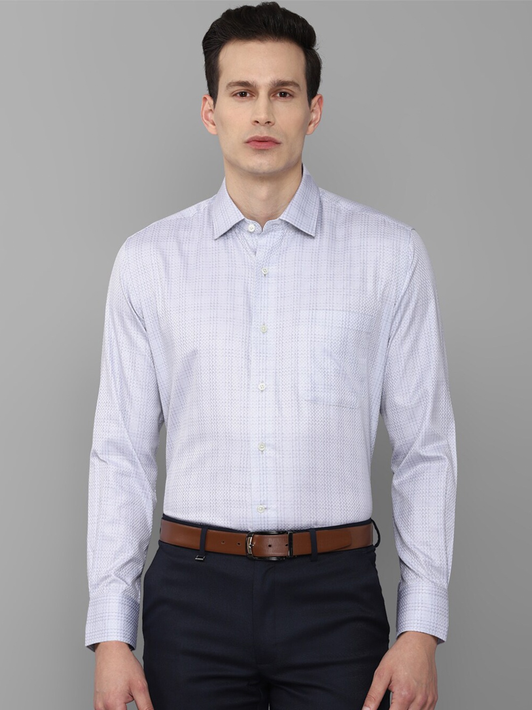 

Luxure by Louis Philippe Men Blue Checked Cotton Formal Shirt