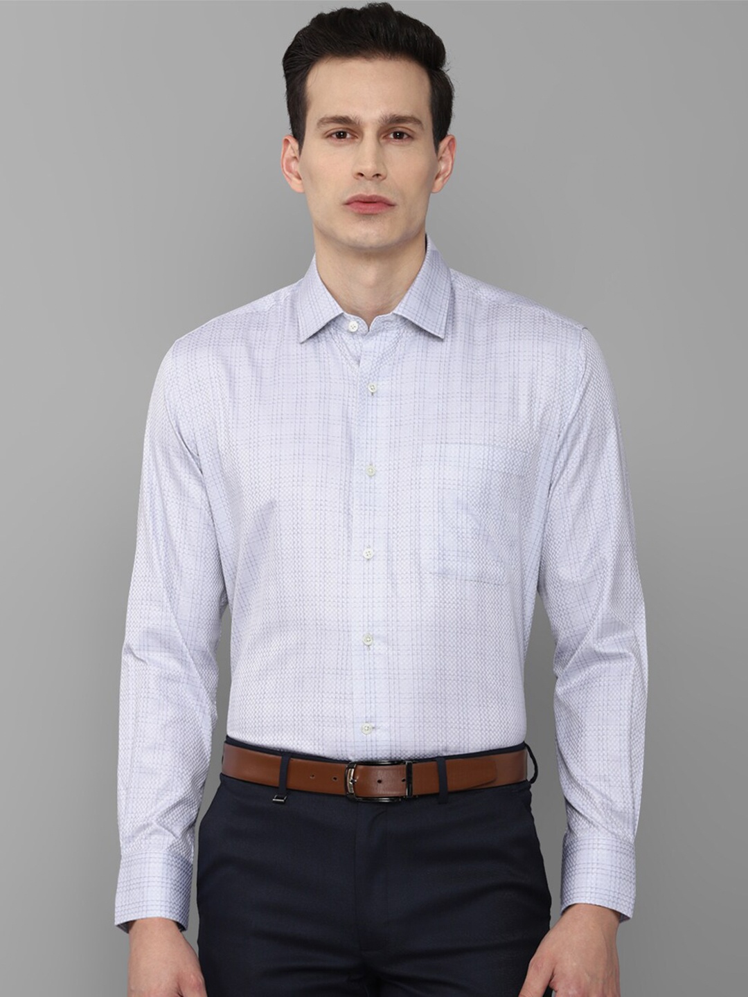 

Luxure by Louis Philippe Men Blue Checked Formal Shirt
