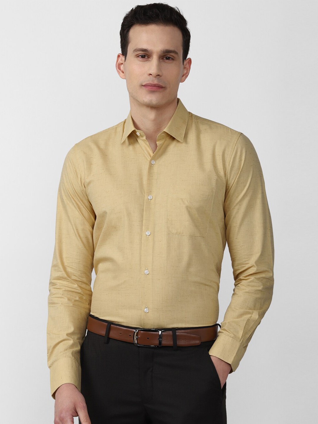 

Peter England Men Khaki Formal Shirt