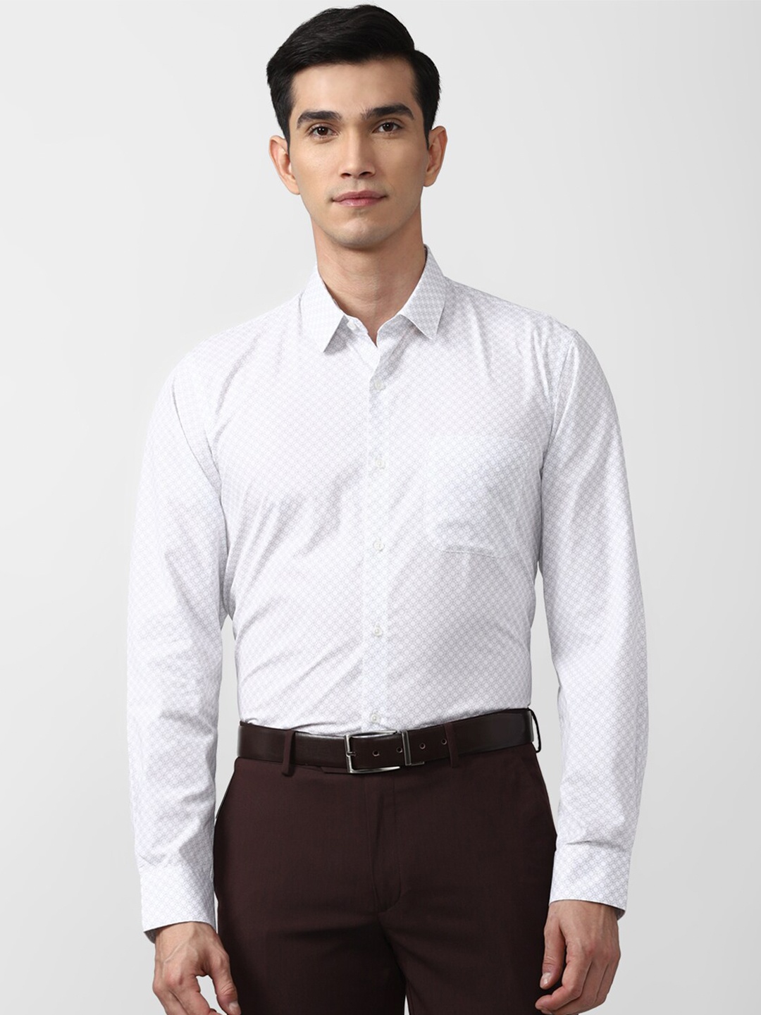 

Peter England Men White Slim Fit Printed Formal Cotton Shirt