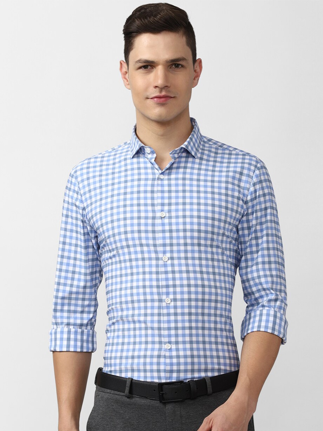 

Peter England Men Blue Slim Fit Gingham Checks Casual Shirt