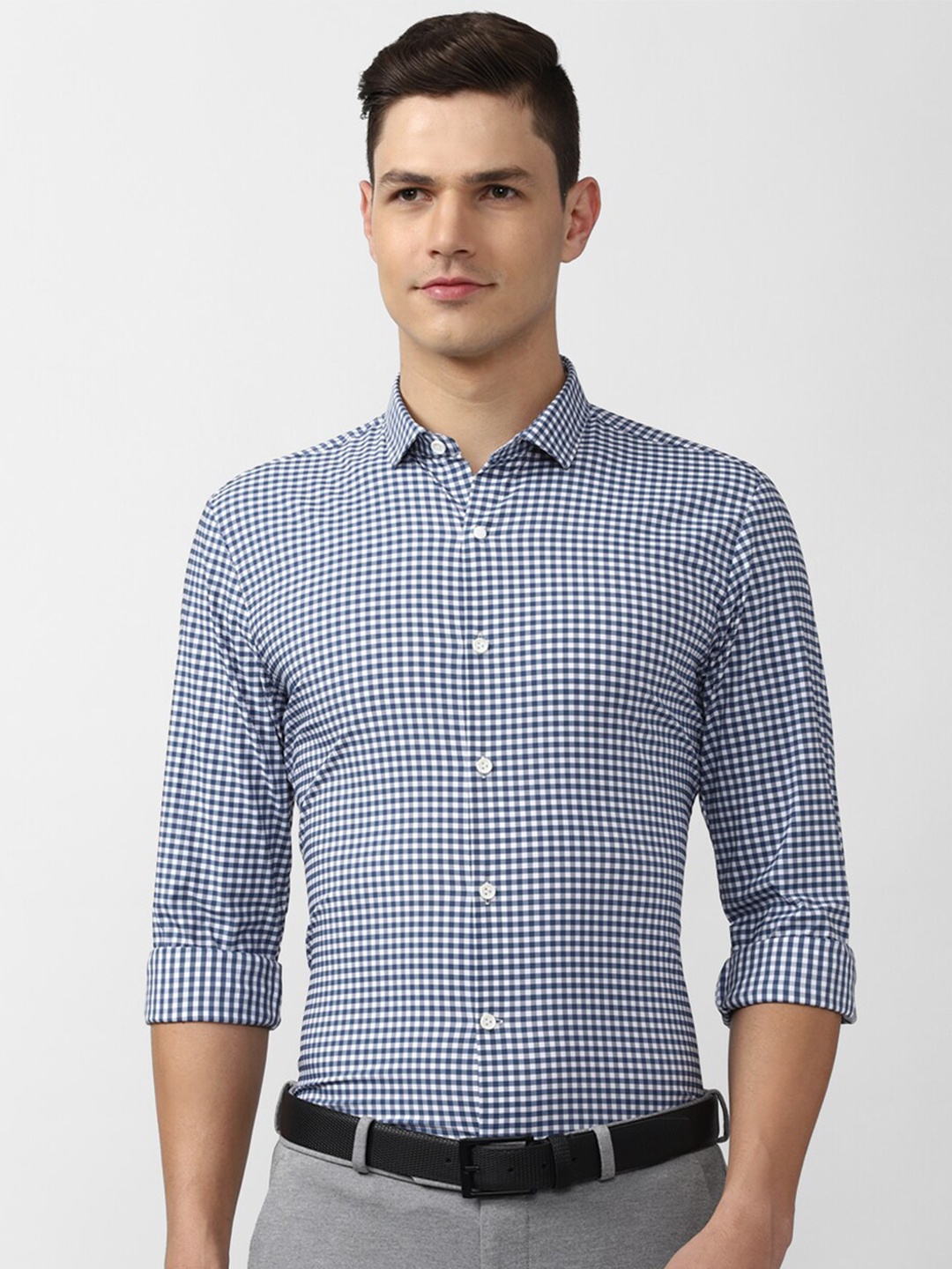 

Peter England Perform Men Blue Athletic Fit Gingham Checks Casual Shirt