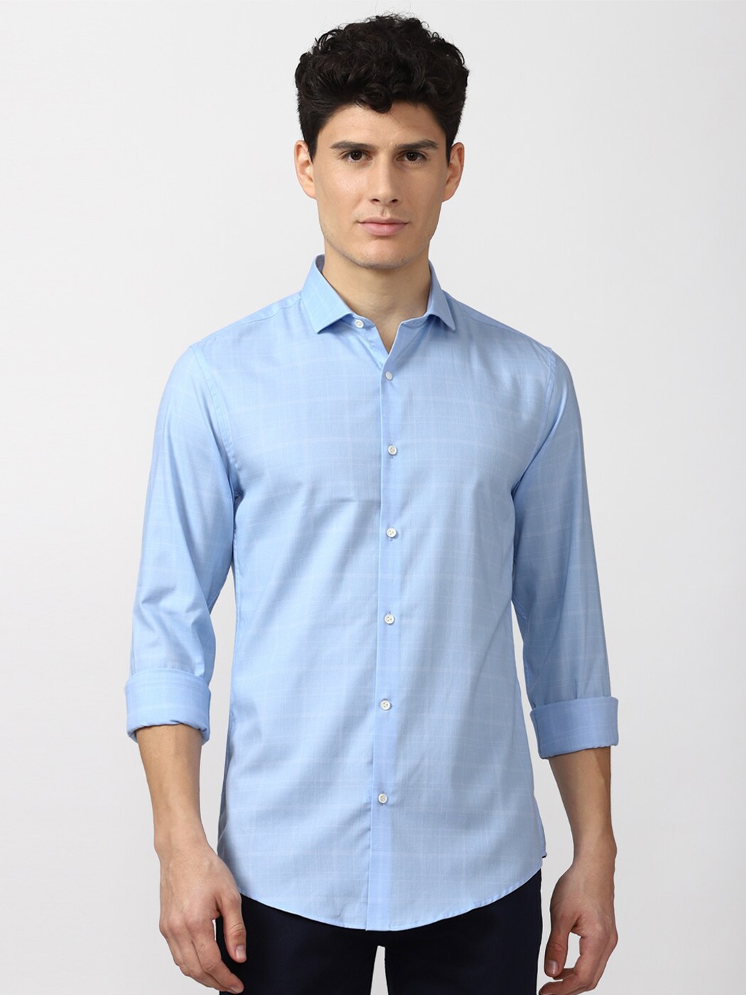 

Peter England Men Blue Slim Fit Buffalo Checks Casual Shirt