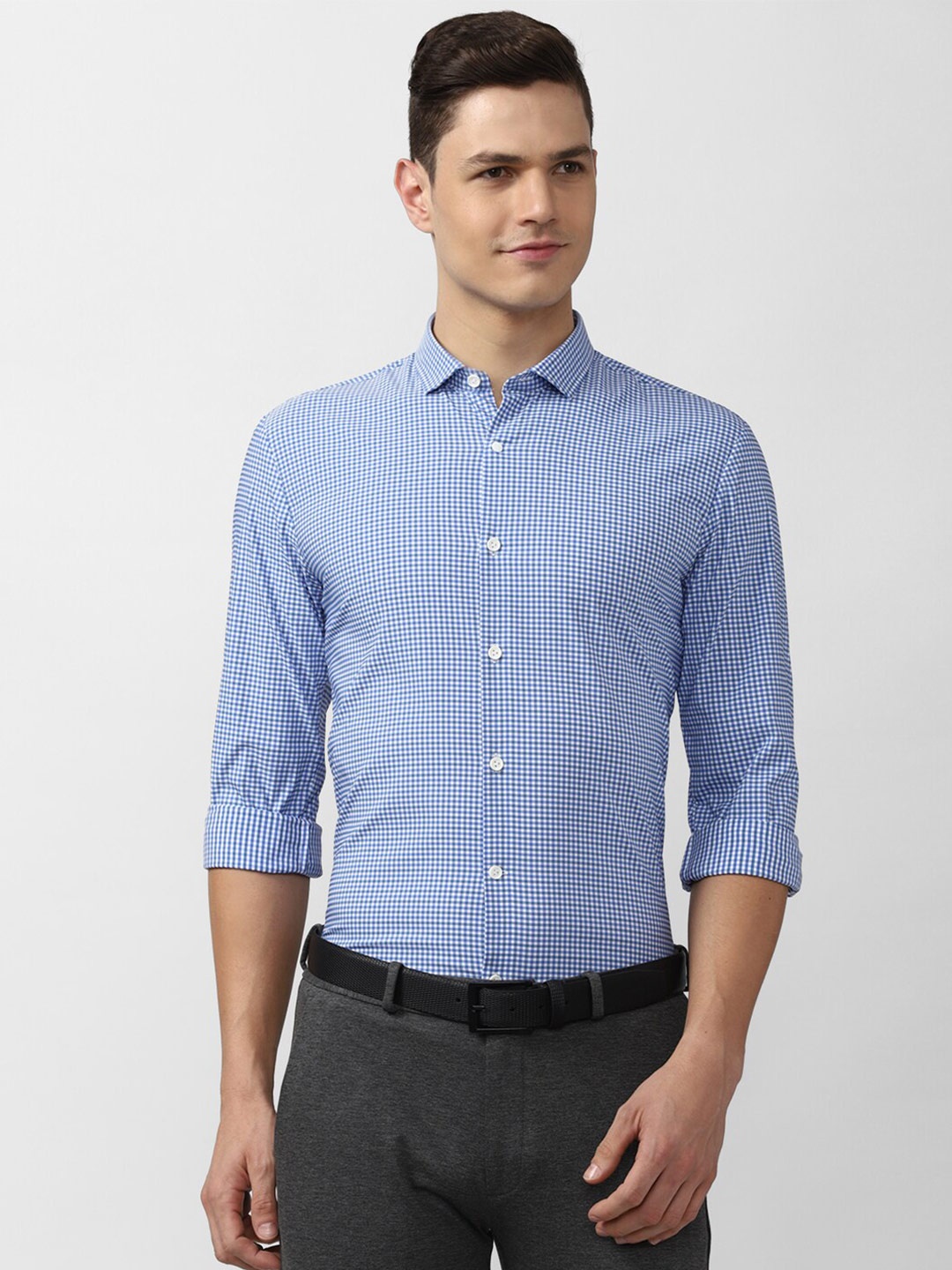 

Peter England Perform Men Blue Athletic Fit Micro Checks Casual Shirt