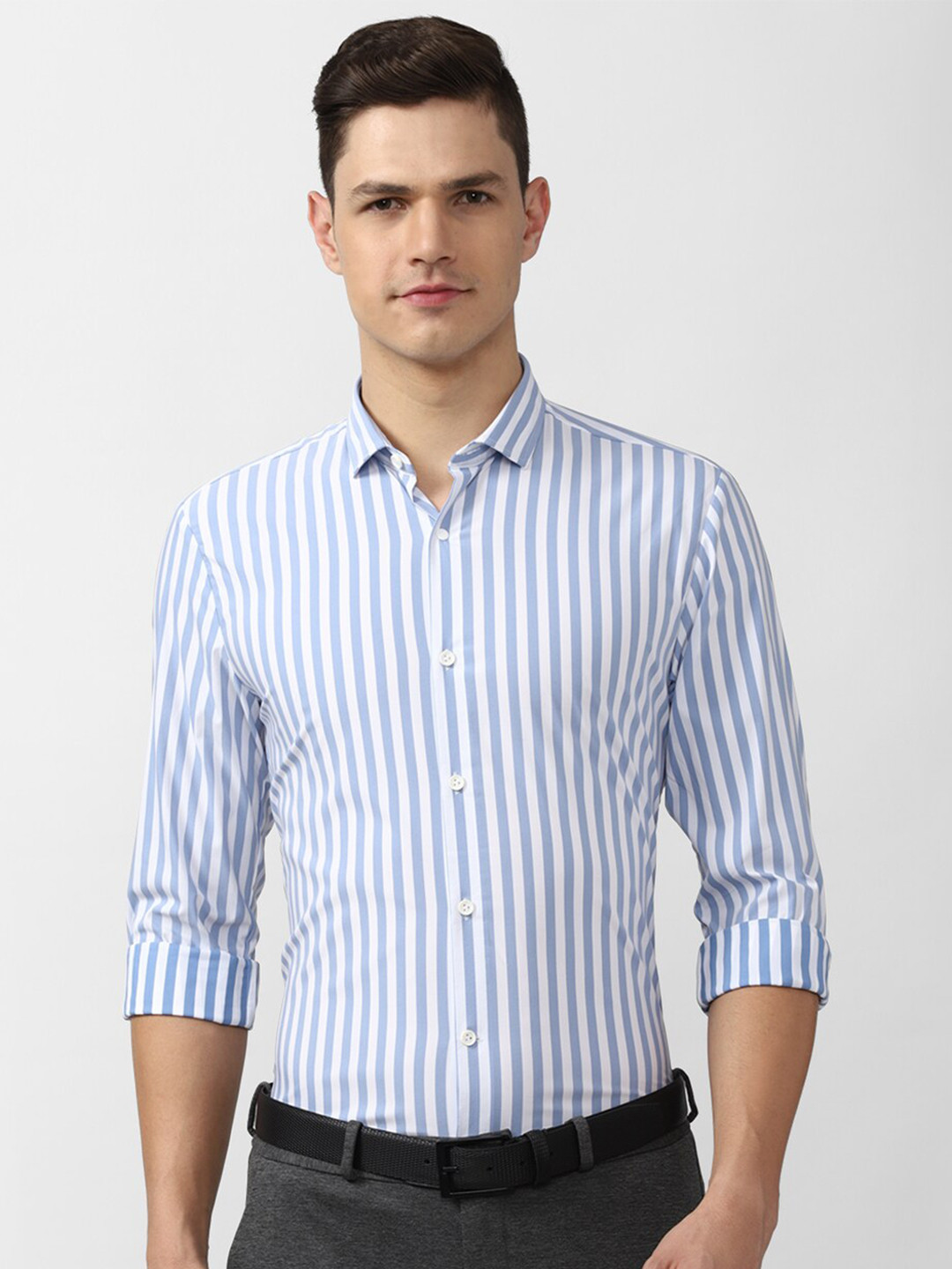 

Peter England Men Blue Slim Fit Striped Casual Shirt