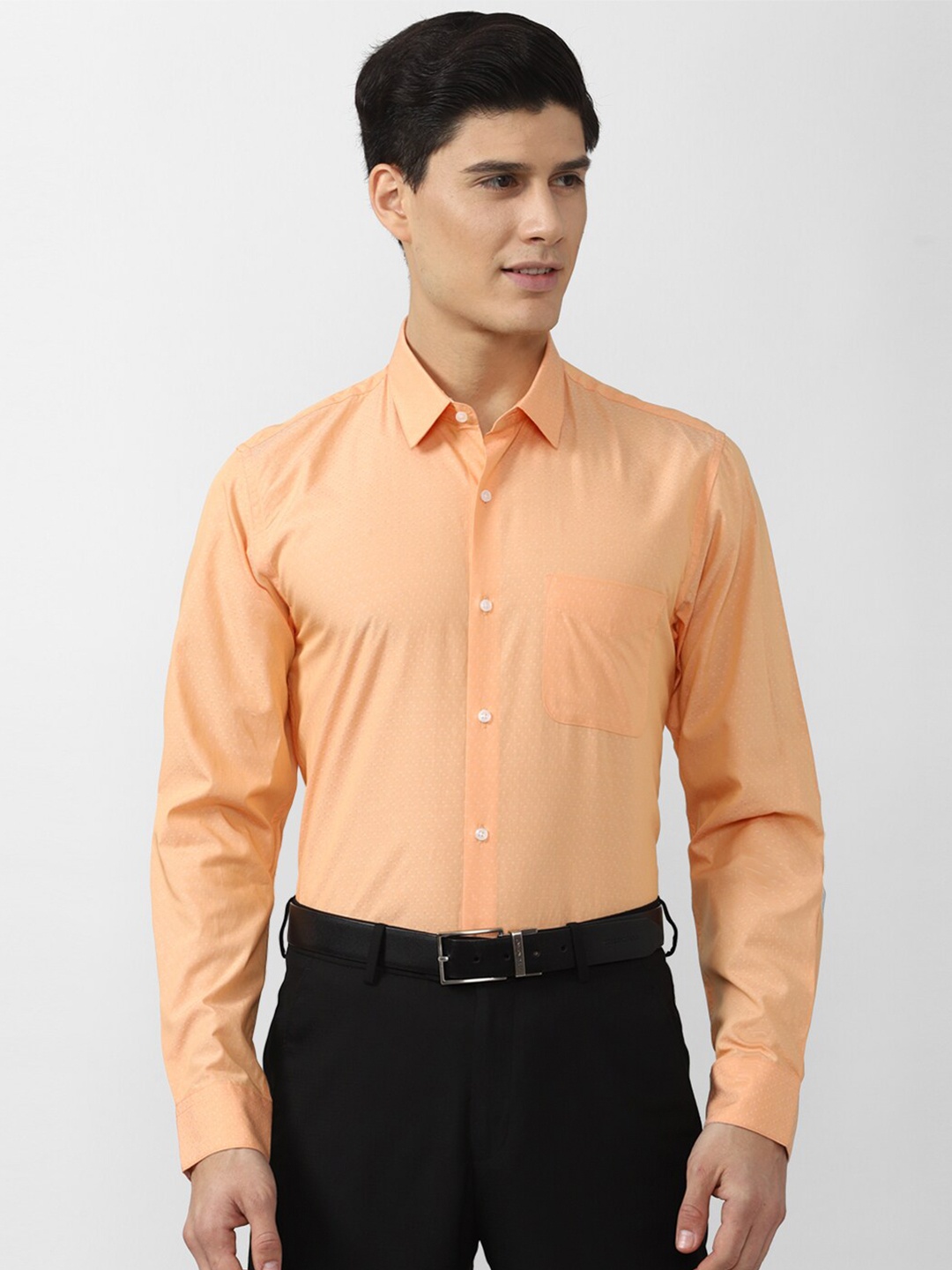 

Peter England Men Orange Slim Fit Formal Pure Cotton Shirt