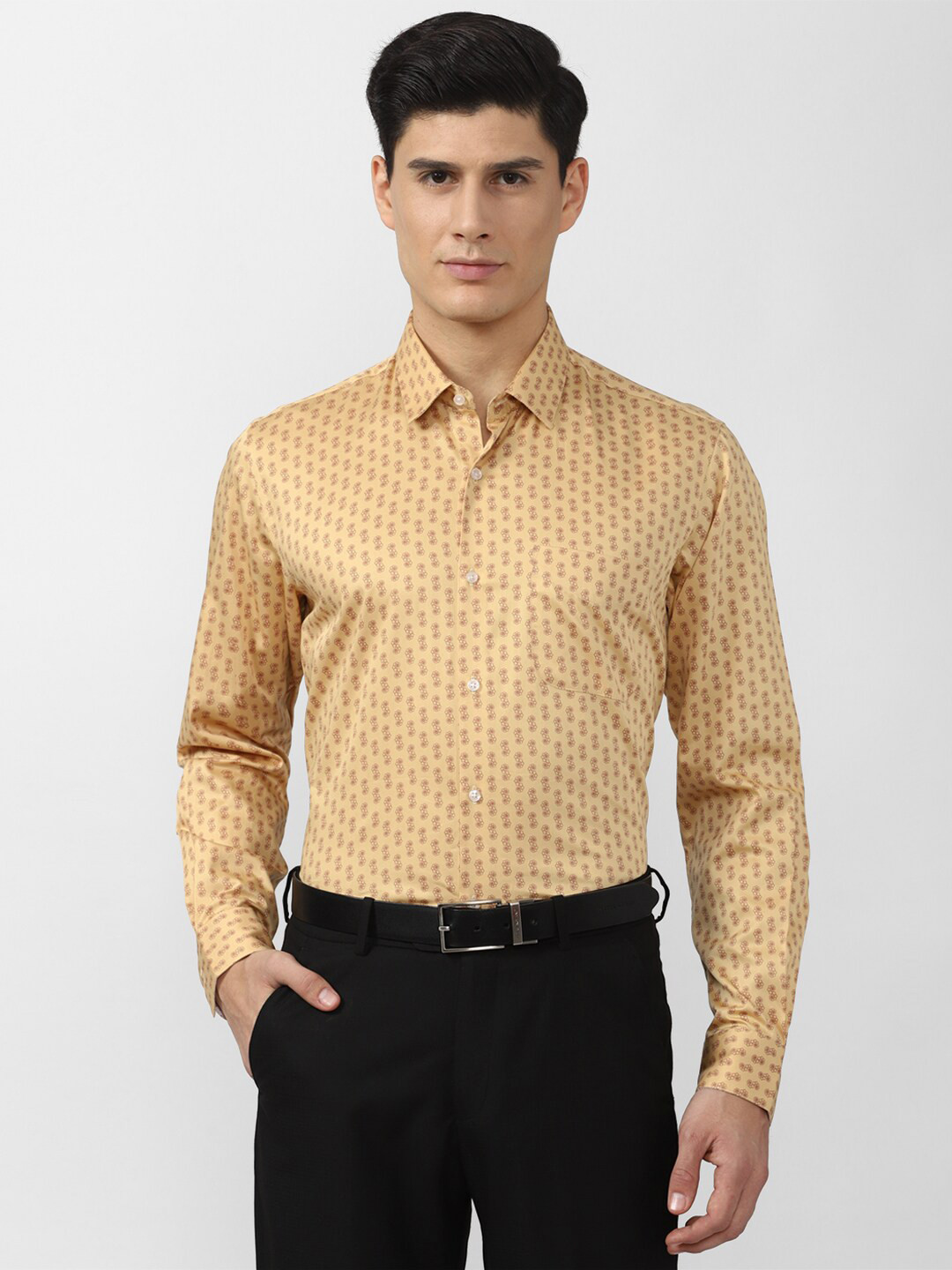 

Peter England Men Pure cotton Orange Printed Formal Shirt