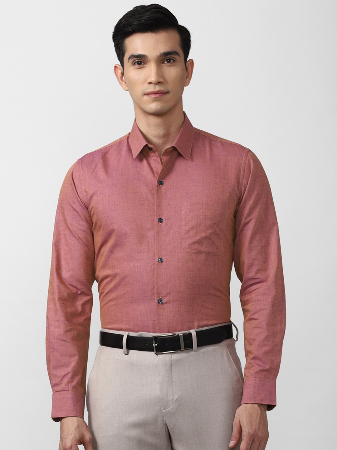 

Peter England Men cotton Pink Slim Fit Formal Shirt