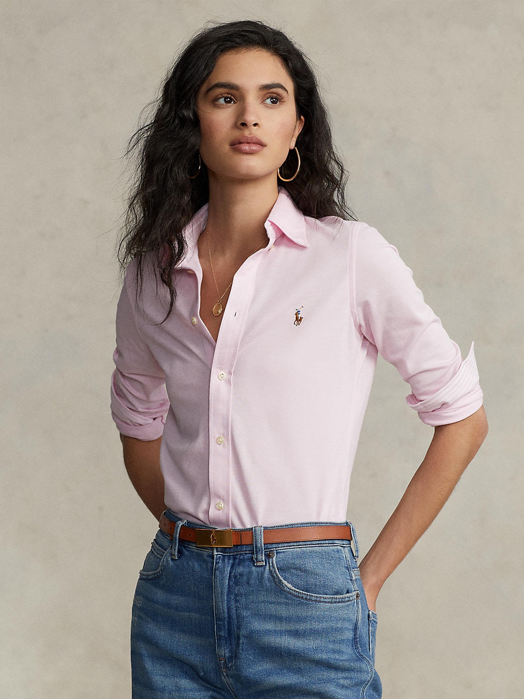 

Polo Ralph Lauren Women Pink Slim Fit Casual Shirt