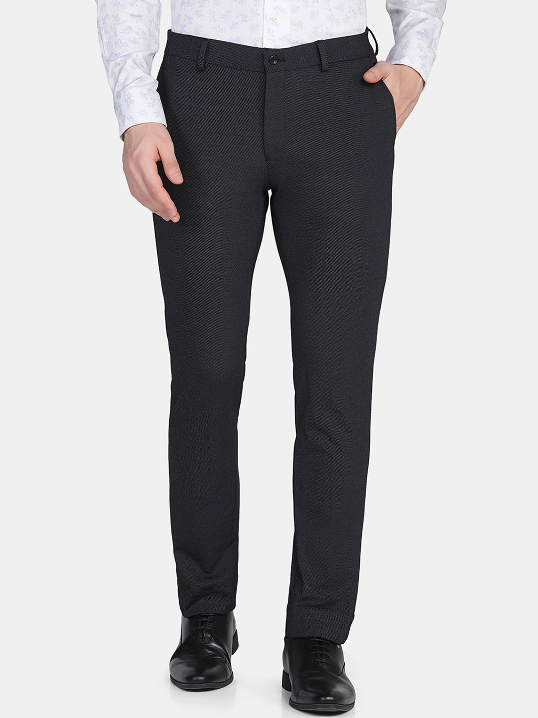 

Blackberrys Men Black Slim Fit Low-Rise Trousers