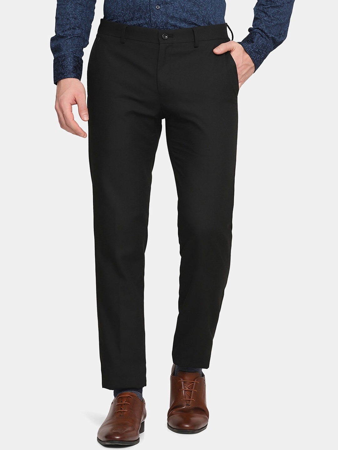 

Blackberrys Men Black Slim Fit Low-Rise Trousers