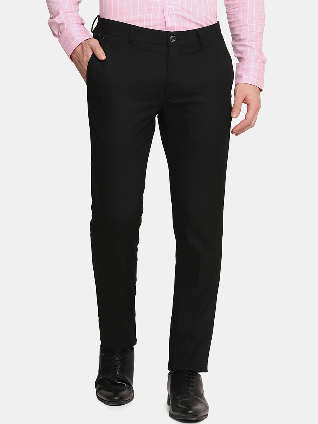 

Blackberrys Men Black Slim Fit Low-Rise Trousers