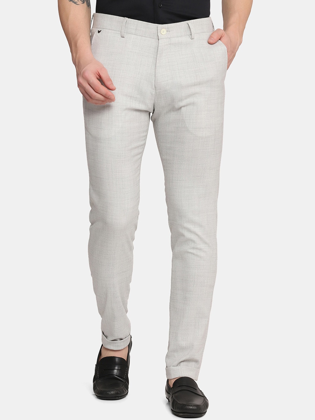 

Blackberrys Men Grey Slim Fit Low-Rise Trousers