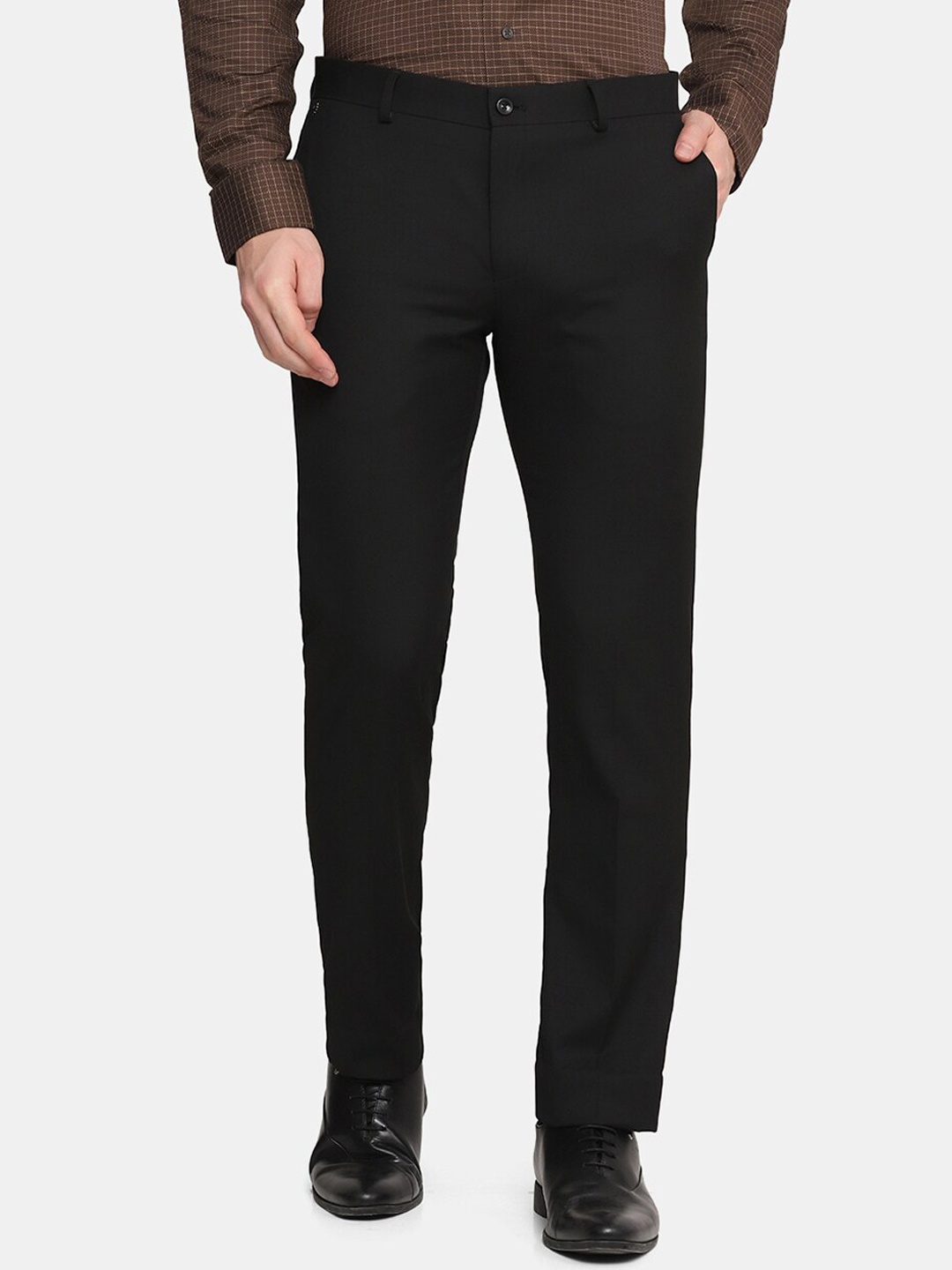 

Blackberrys Men Black Slim Fit Low-Rise Trousers