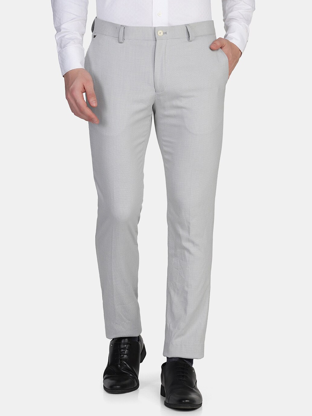 

Blackberrys Men Grey Slim Fit Low-Rise Trousers