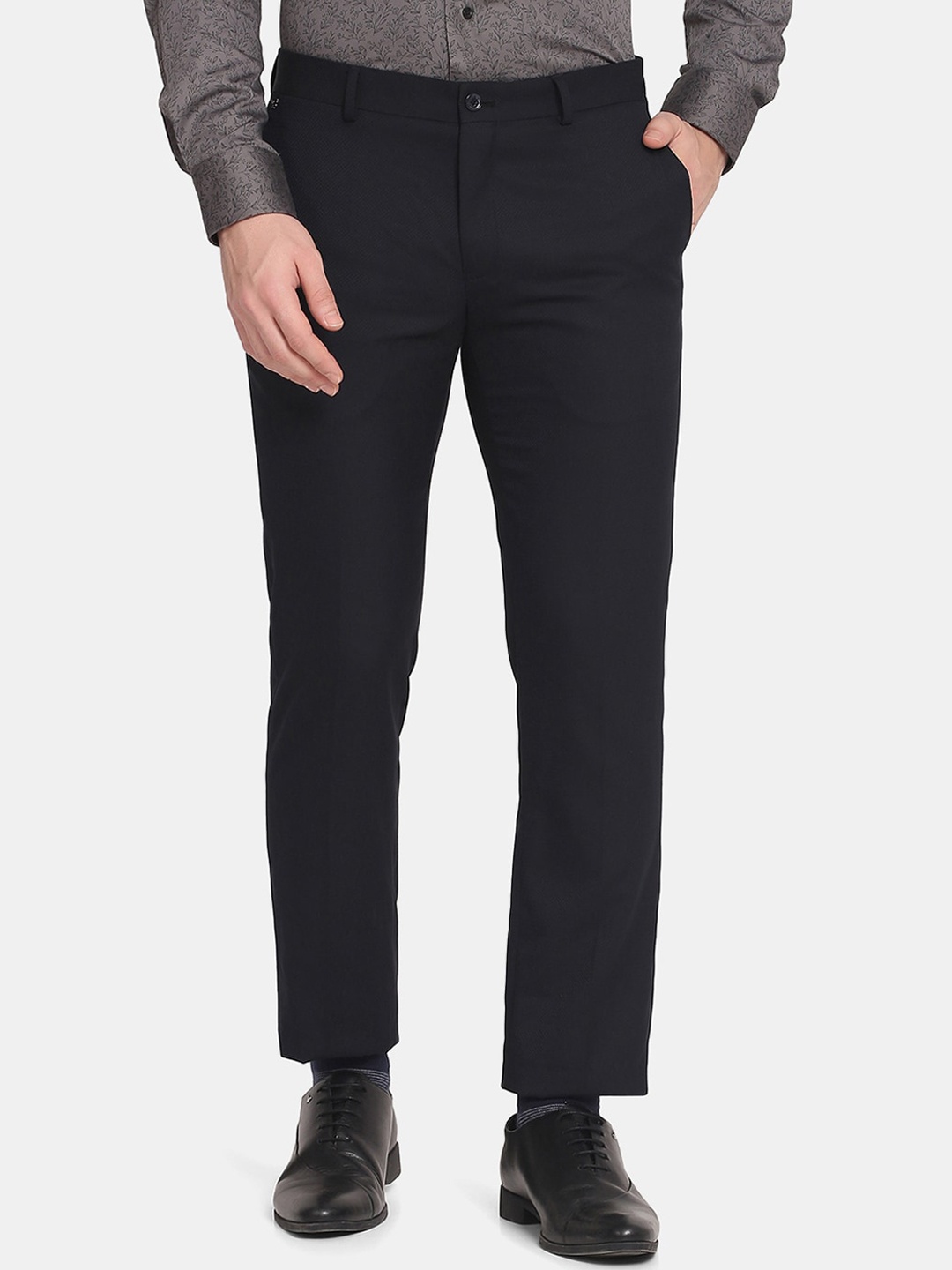 

Blackberrys Men Navy Blue Slim Fit Low-Rise Trousers
