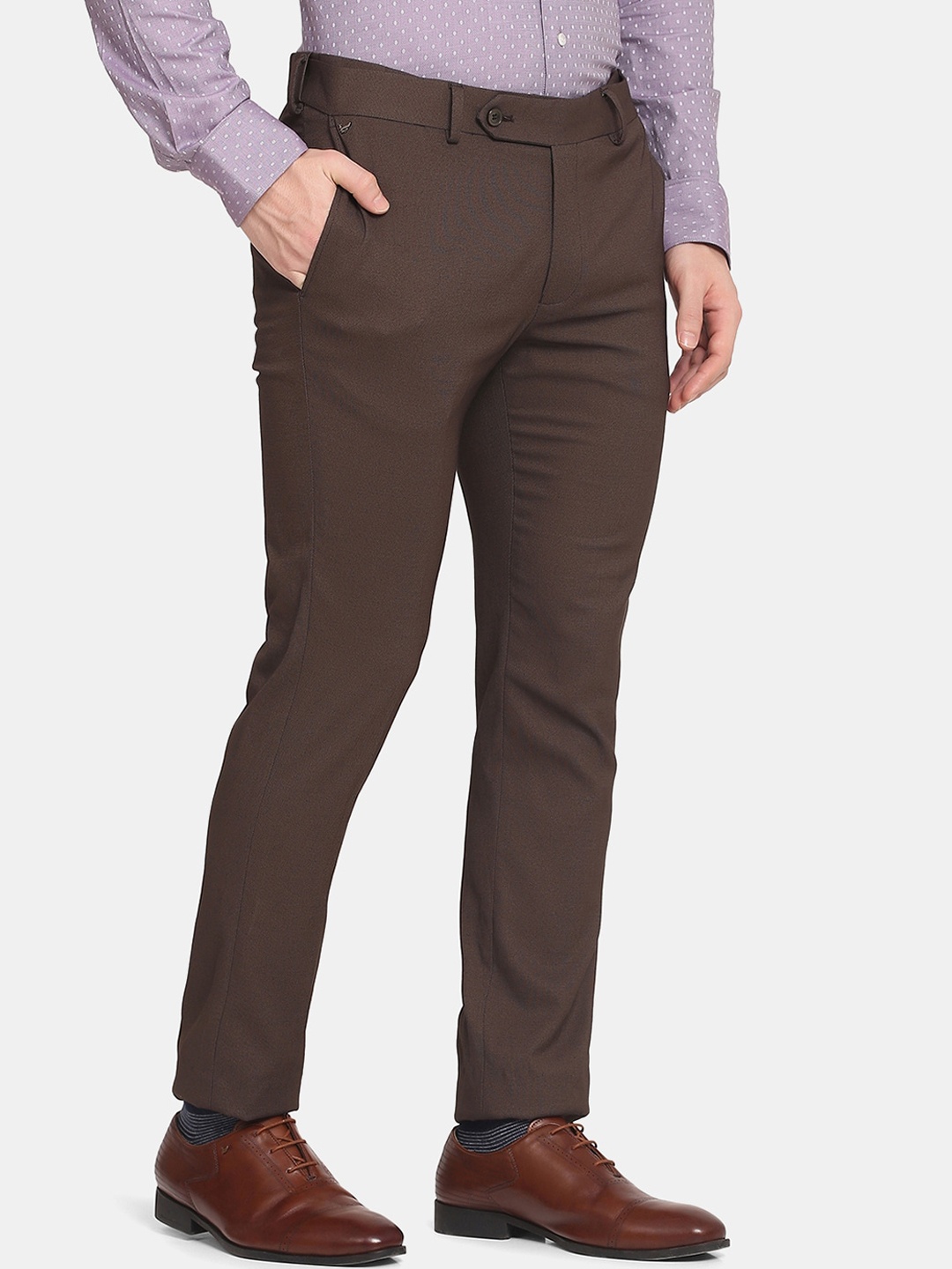 

Blackberrys Men Brown Slim Fit Low-Rise Trousers