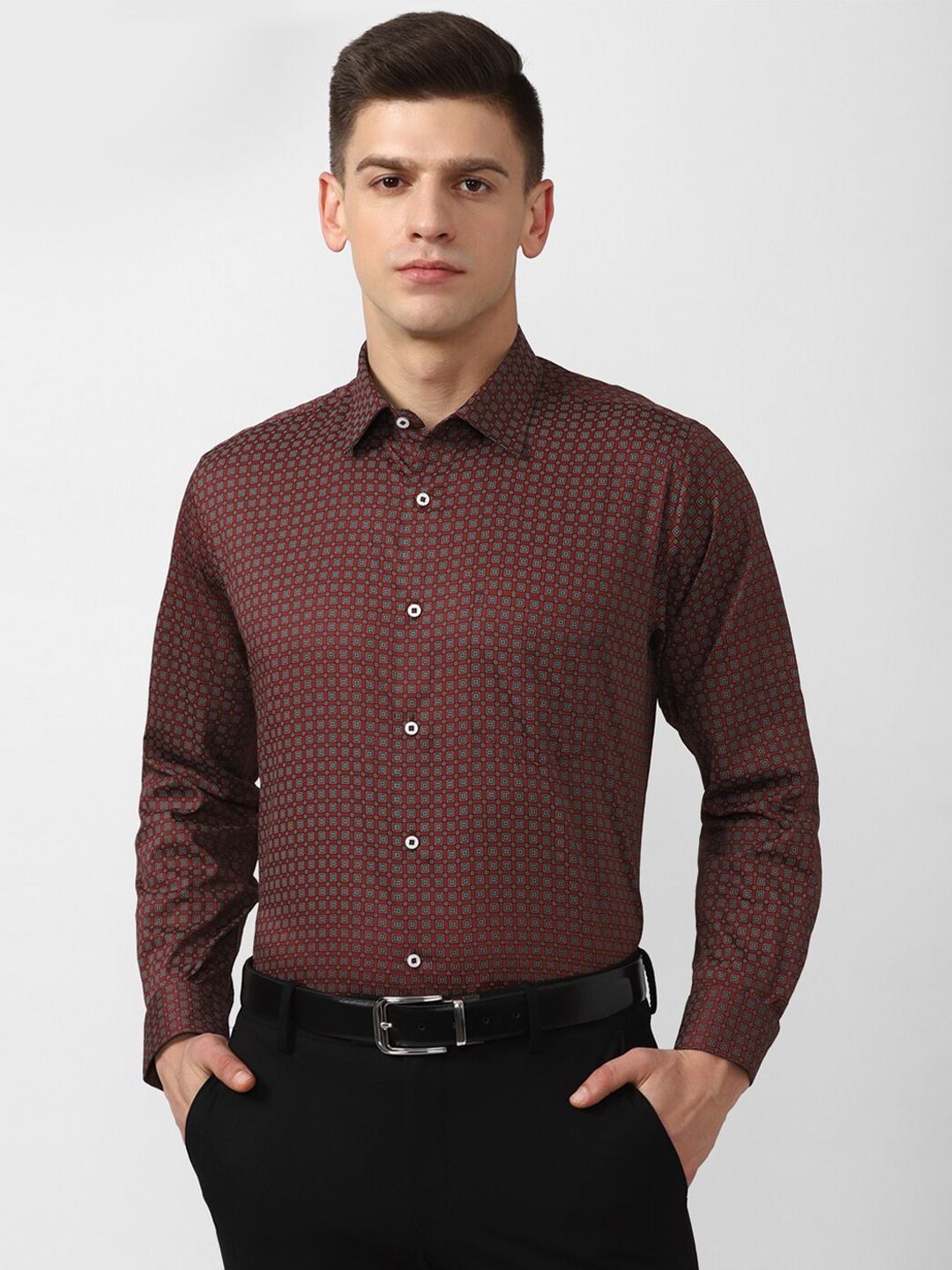 

Van Heusen Men Brown Printed Formal Shirt