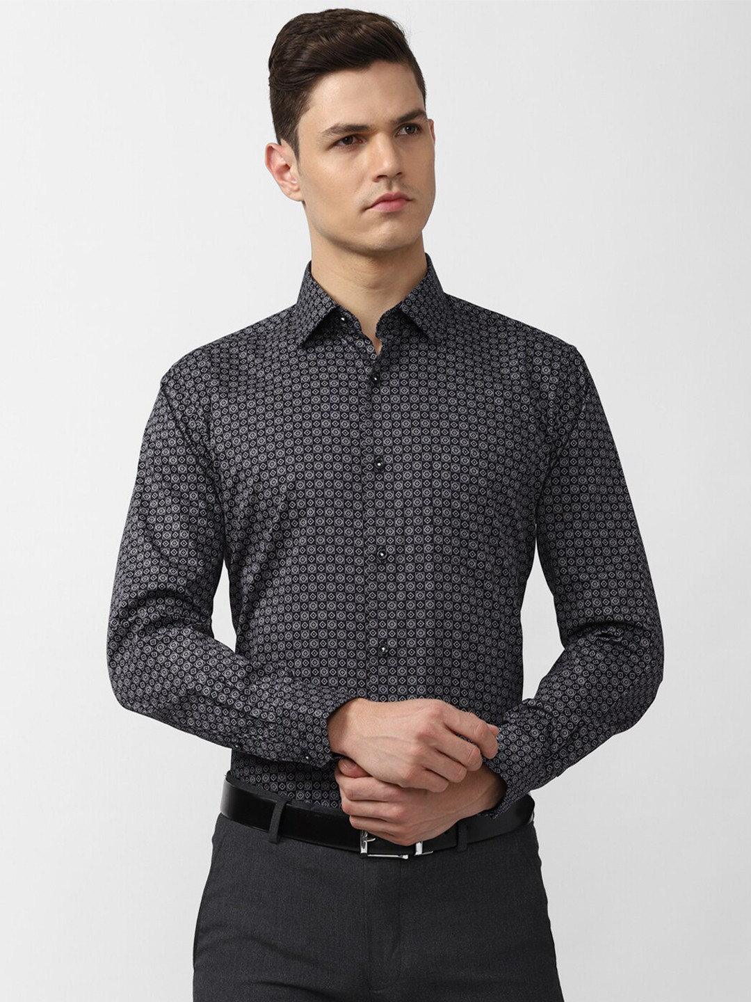 

Van Heusen Men Grey Printed Formal Shirt