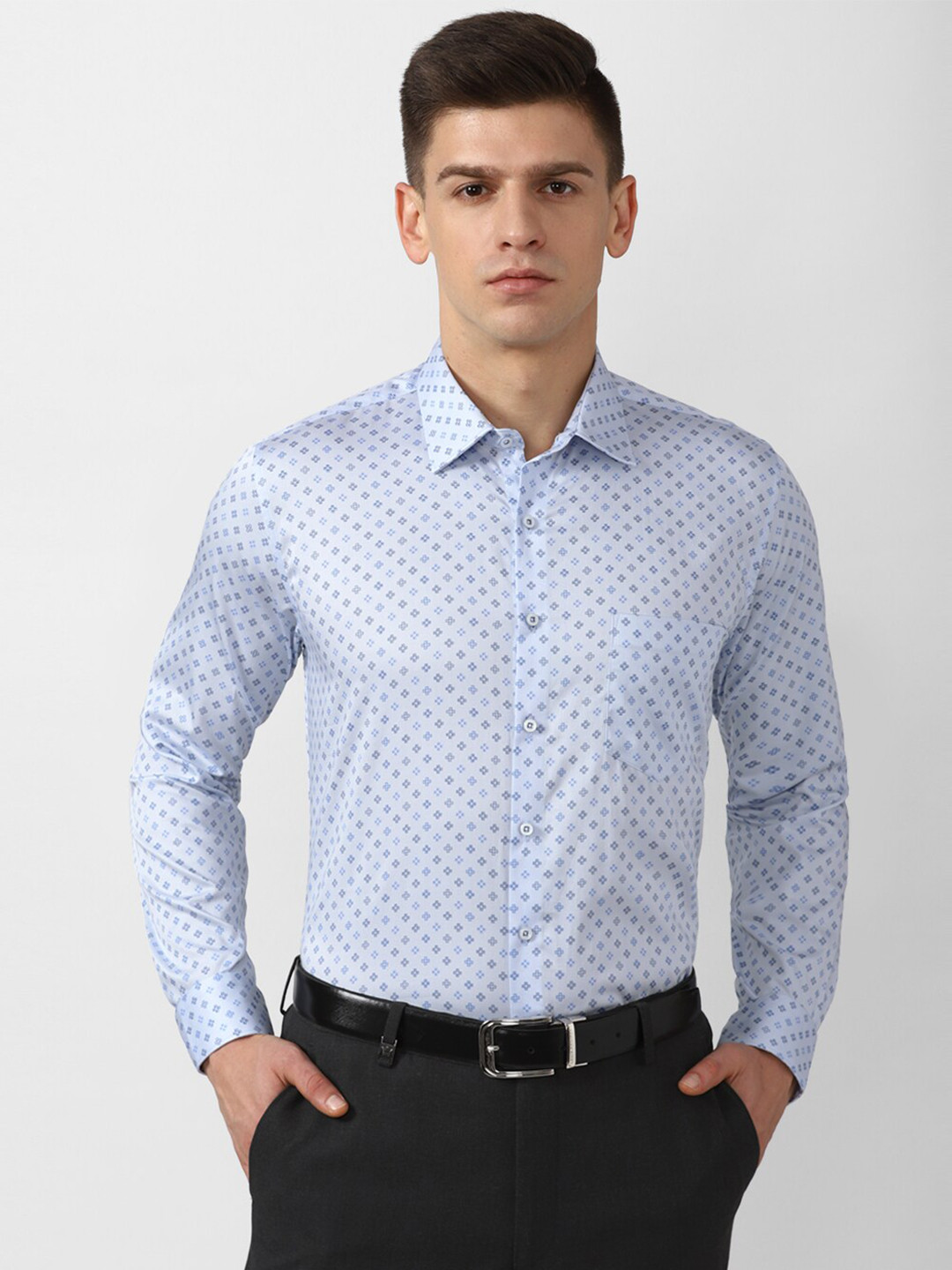 

Van Heusen Men Blue Slim Fit Printed Formal Shirt
