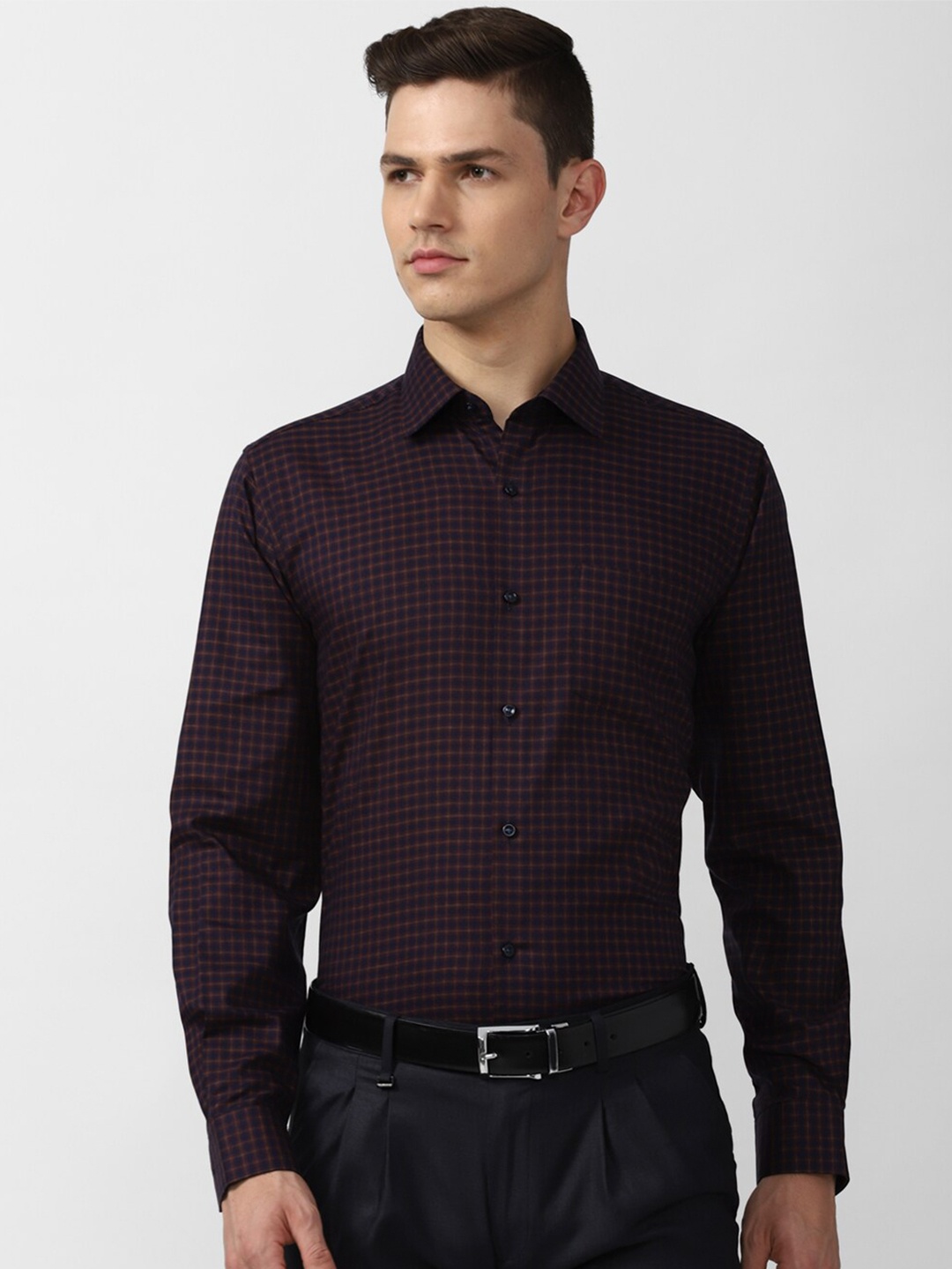 

Van Heusen Men Purple Checked Regular Fit Cotton Formal Shirt