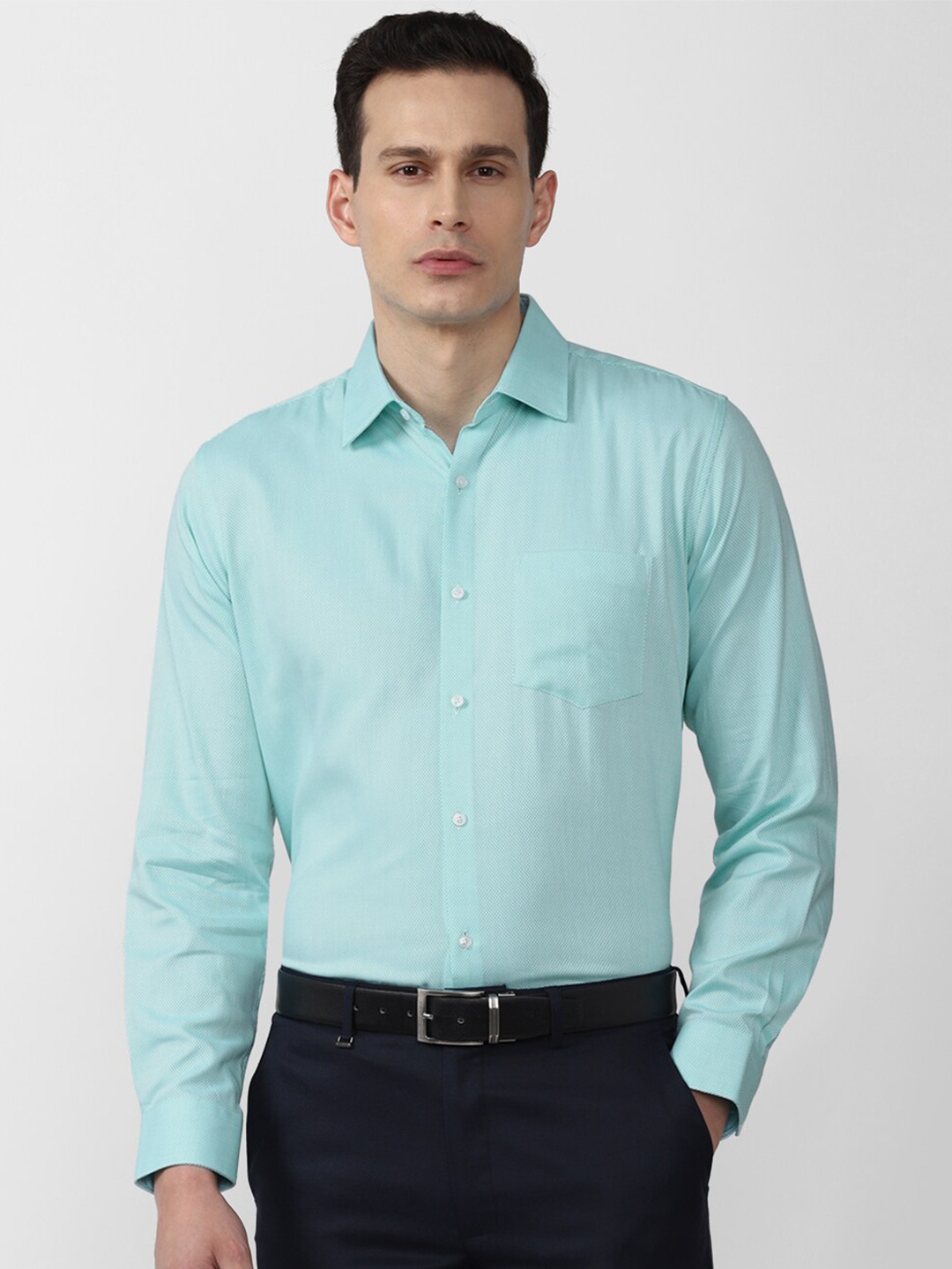 

Van Heusen Men Blue Formal Cotton Shirt