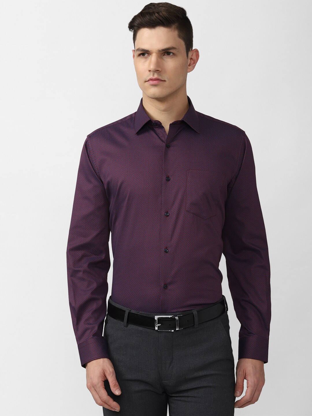 

Van Heusen Men Purple Self Design Formal Shirt