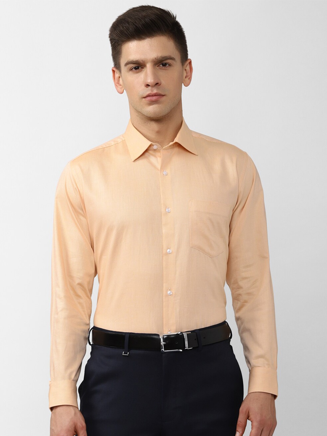 

Van Heusen Men Orange Solid Cotton Formal Shirt
