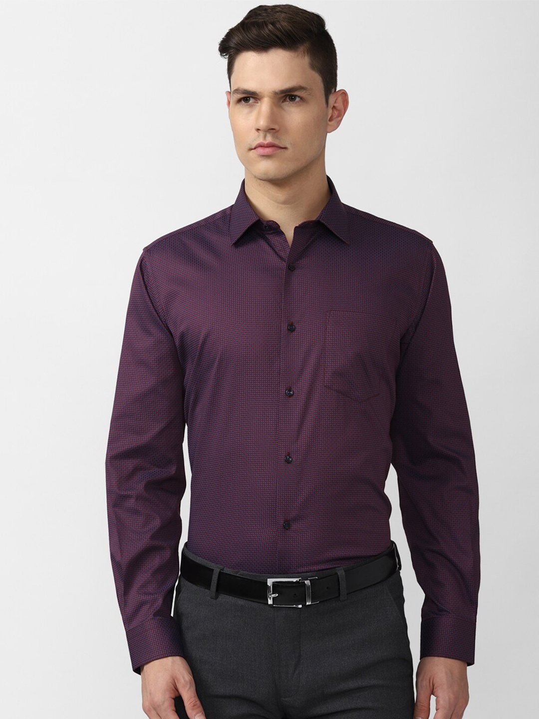 

Van Heusen Men Purple Printed Cotton Formal Shirt