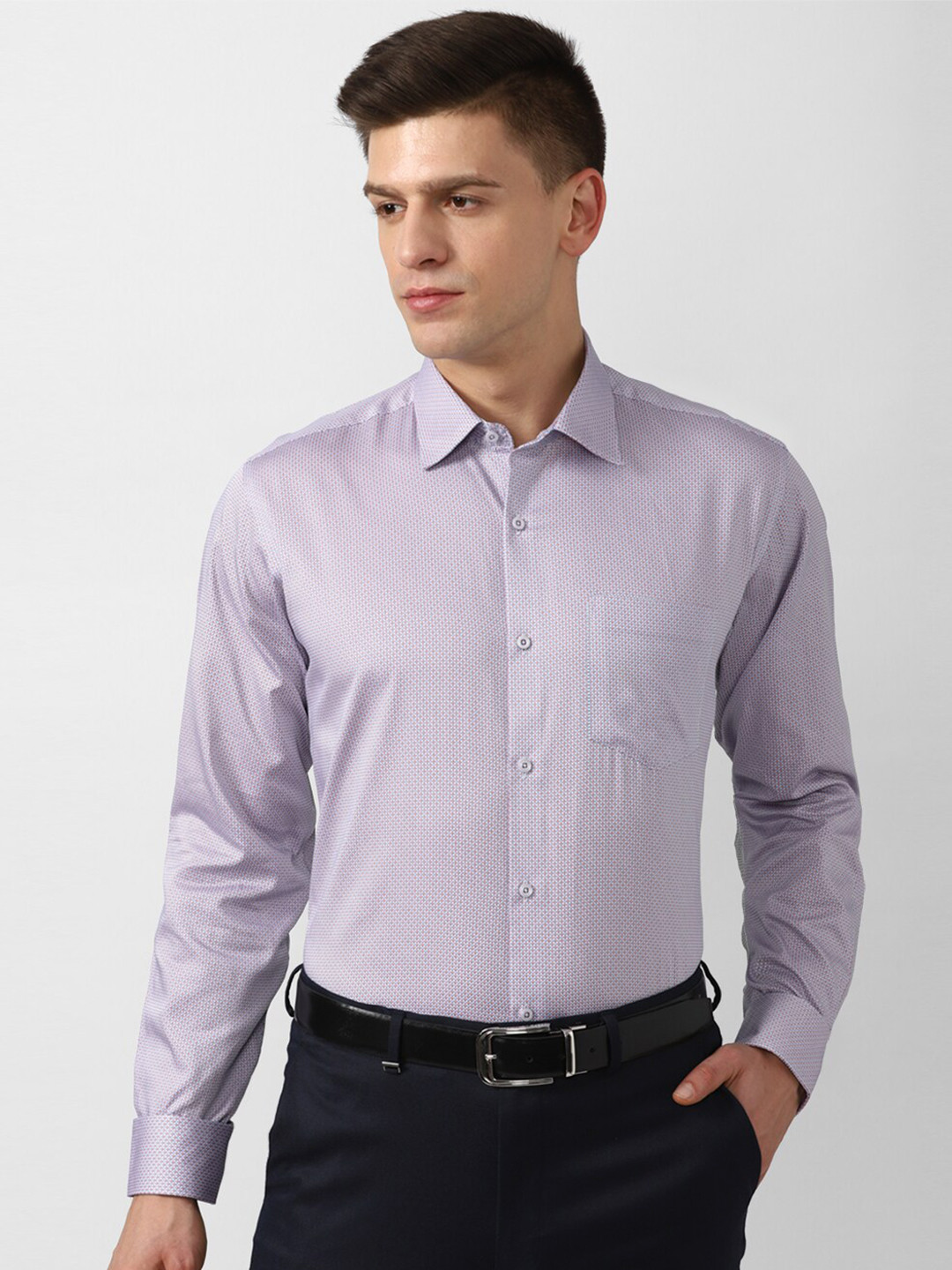 

Van Heusen Men Purple Printed Cotton Formal Shirt