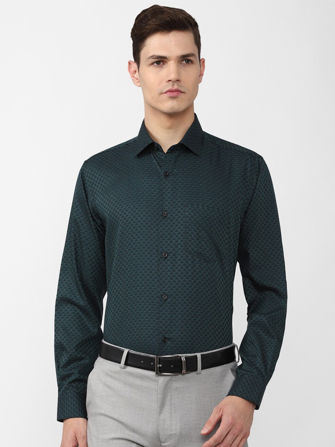 

Van Heusen Men Green Formal Cotton Shirt