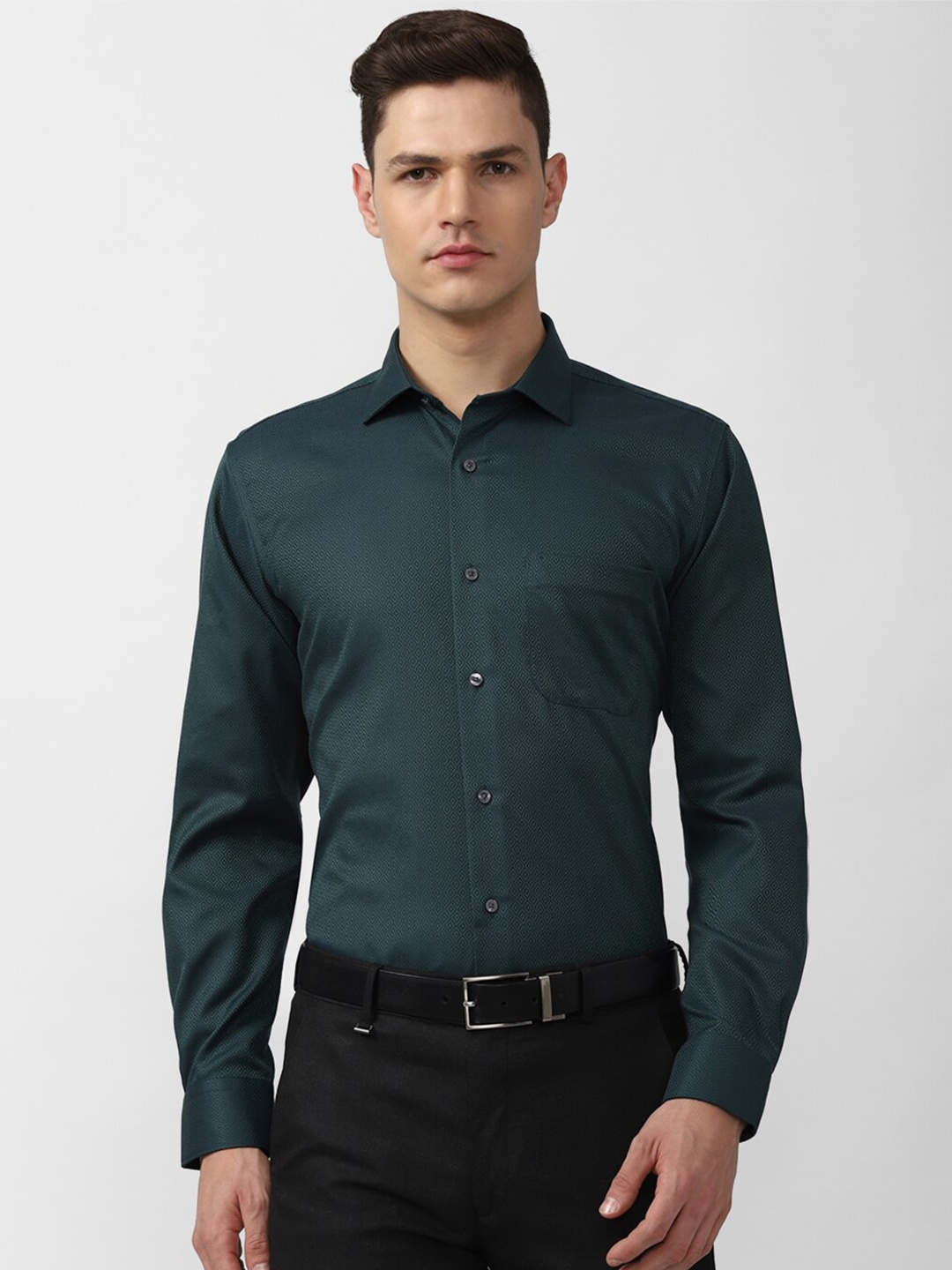 

Van Heusen Men Green Formal Cotton Shirt