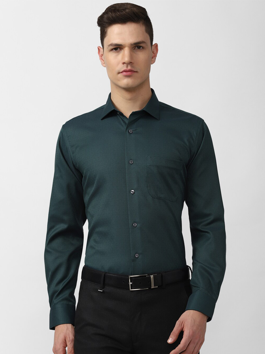 

Van Heusen Men Green Formal Cotton Shirt