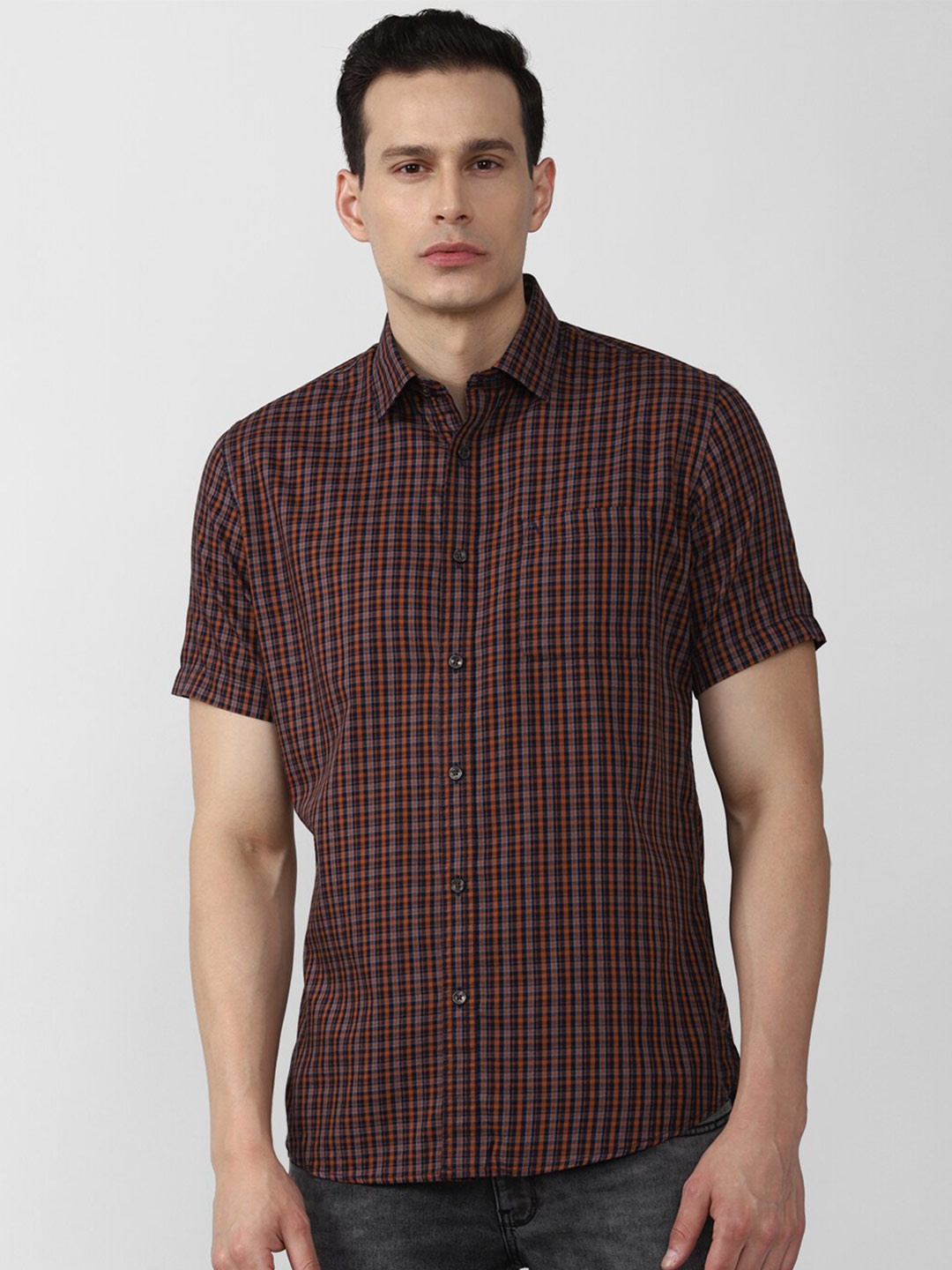 

Van Heusen Sport Men Brown Checked Slim Fit Cotton Casual Shirt