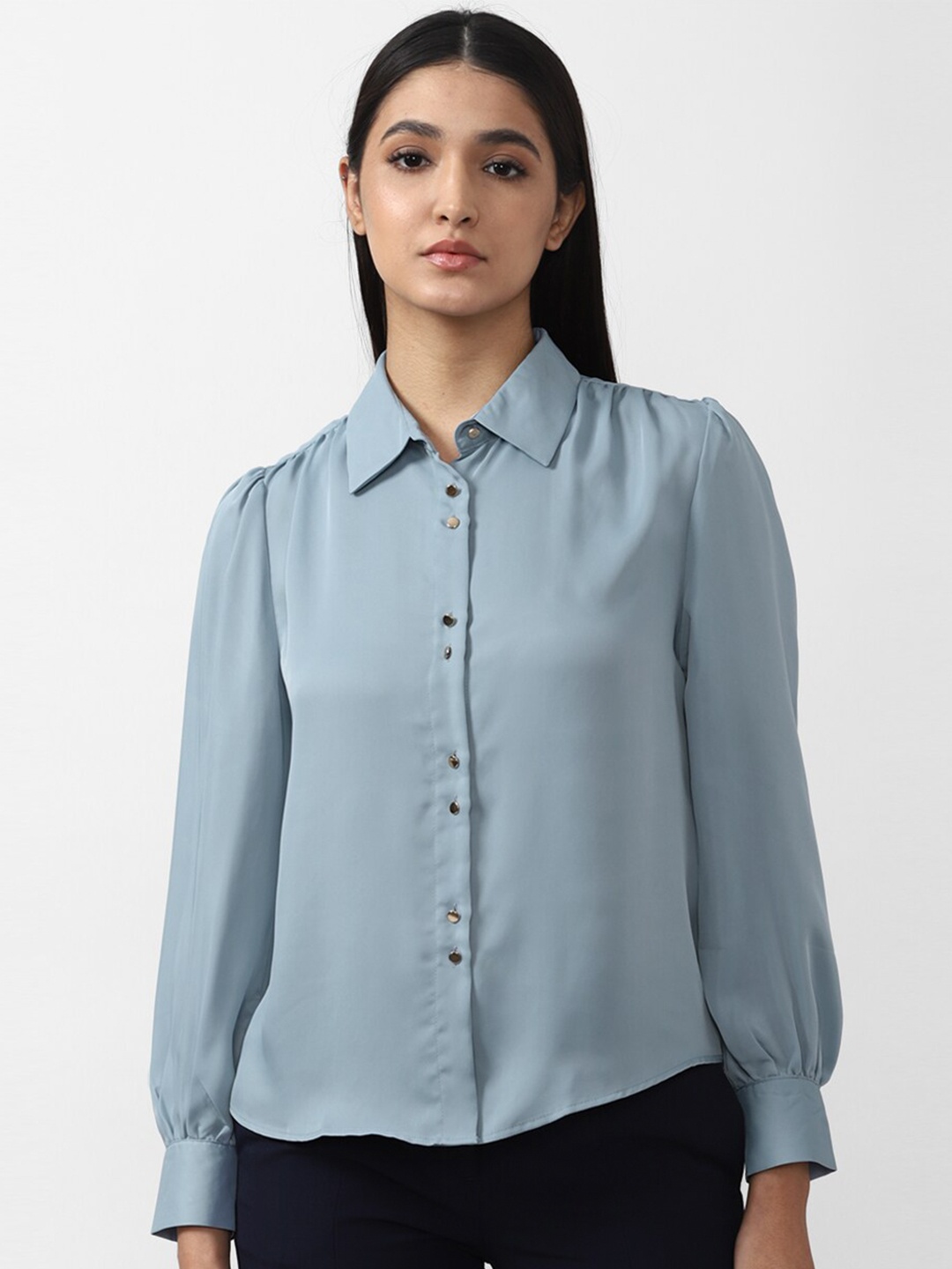 

Van Heusen Woman Women Blue Solid Formal Shirt