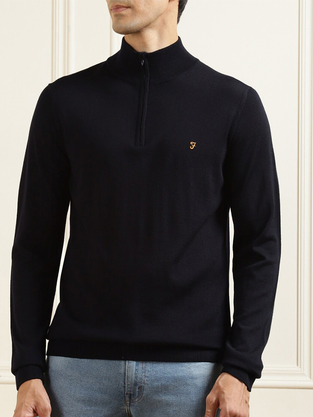 

Farah Men Navy Blue Solid Pullover